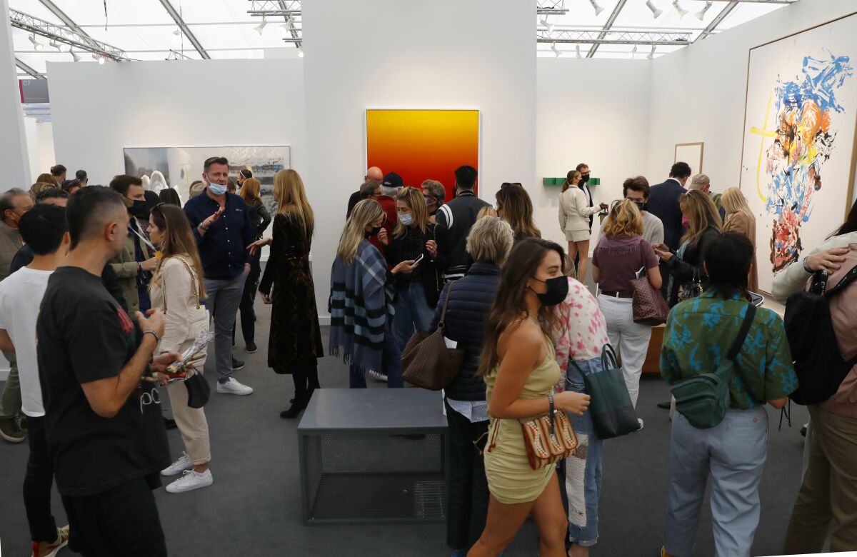 Art fans in a gallery