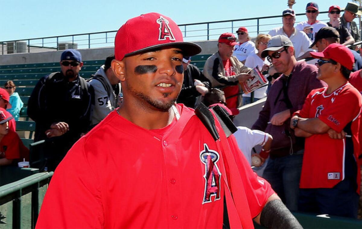 Angels' Luis Jimenez was called up from triple-A Salt Lake.