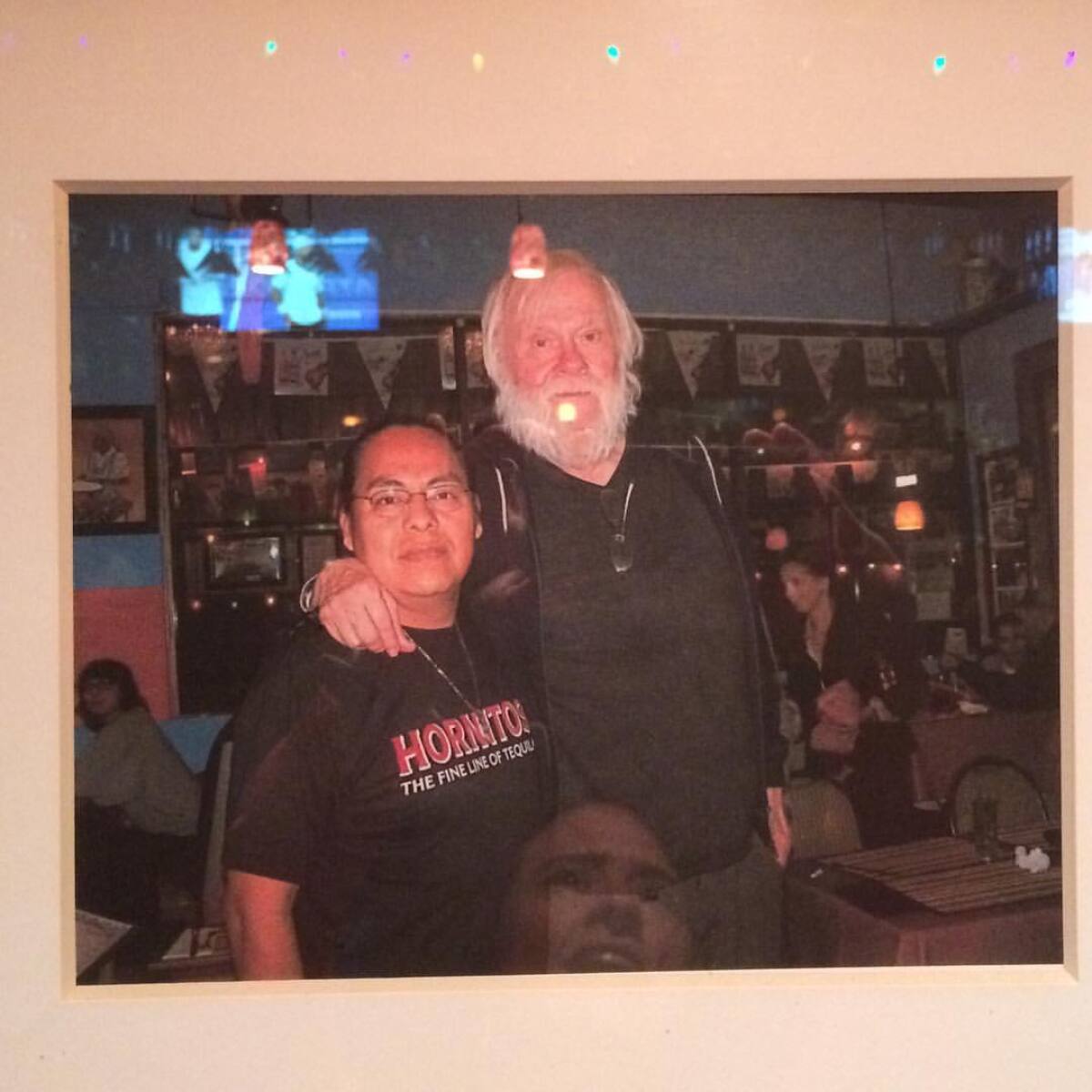 A photo of John Baldessari on the fame wall at El Texate Mexican restaurant in Santa Monica.