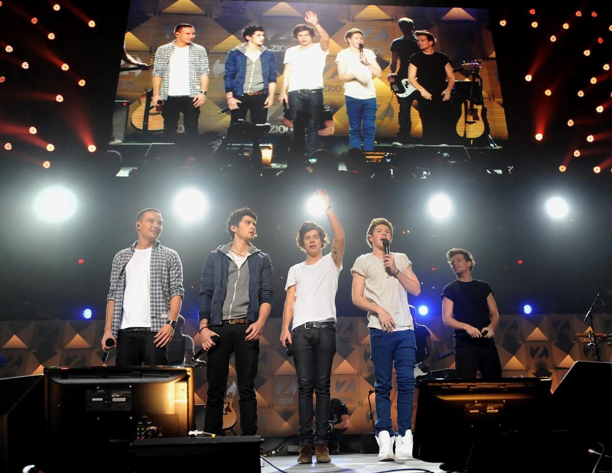 One Direction onstage at New York's Madison Square Garden in December for Z100's Jingle Ball.
