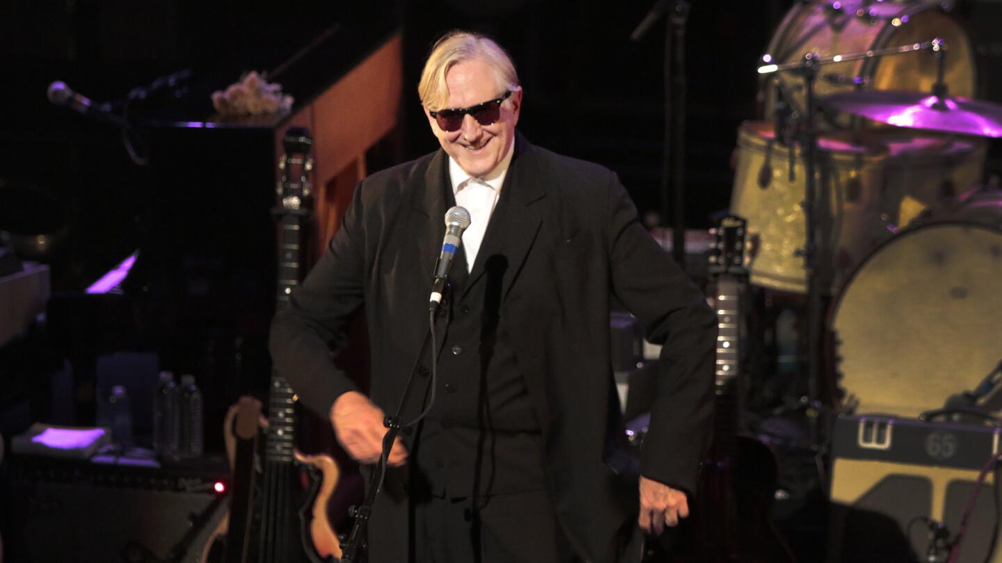 Music producer T Bone Burnett introduces the New Basement Tapes at the Montalban Theatre in Hollywood.