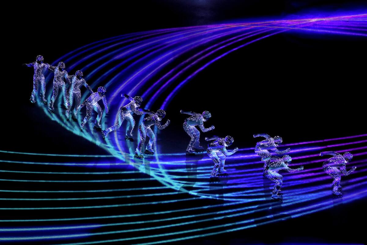 Dancers perform during the closing ceremony of the 2018 Winter Olympics.