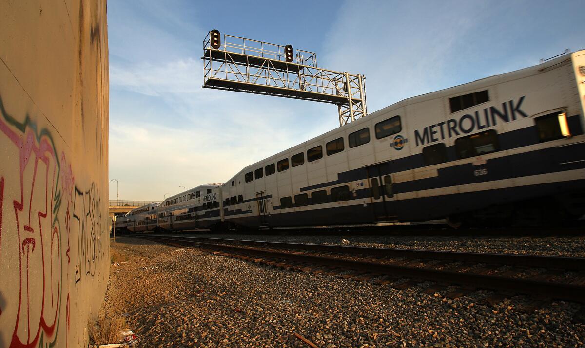 A Metrolink train headed toward Union Station was halted after a possible bomb threat. (file photo)