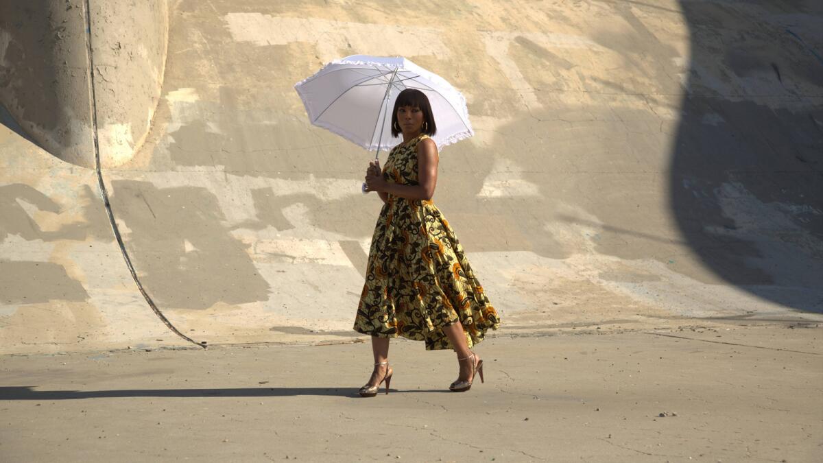 Actress Angela Bassett looks at water and drough in the episdoe "Water Apocalypse" for the television series "Breakthrough."