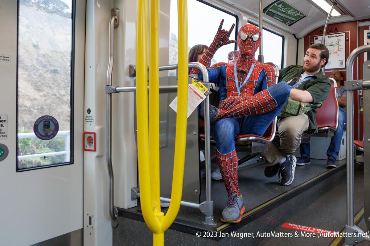 Even Spider-Man takes the San Diego Trolley to Comic-Con