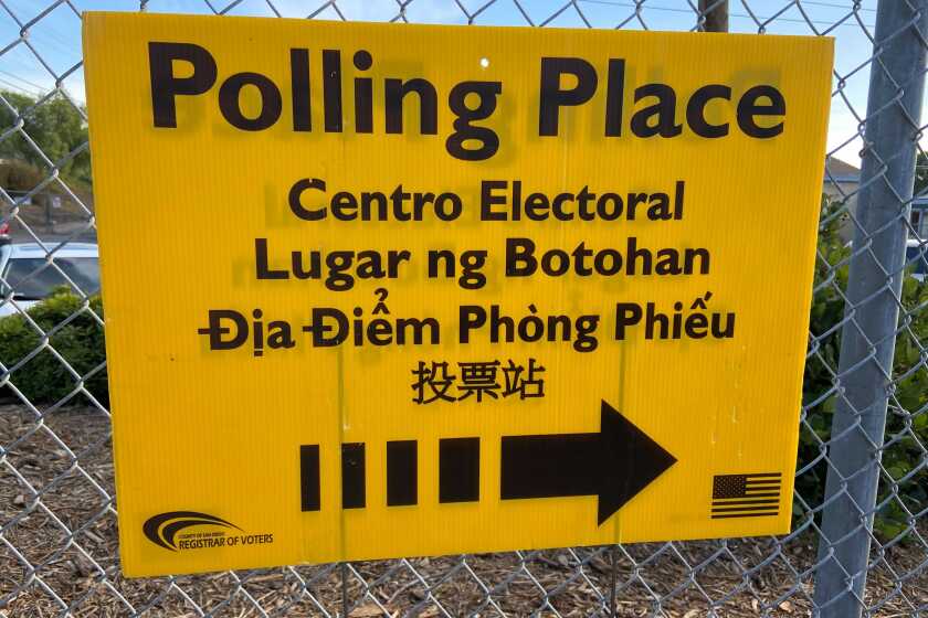 Sign outside a polling place in Chula Vista
