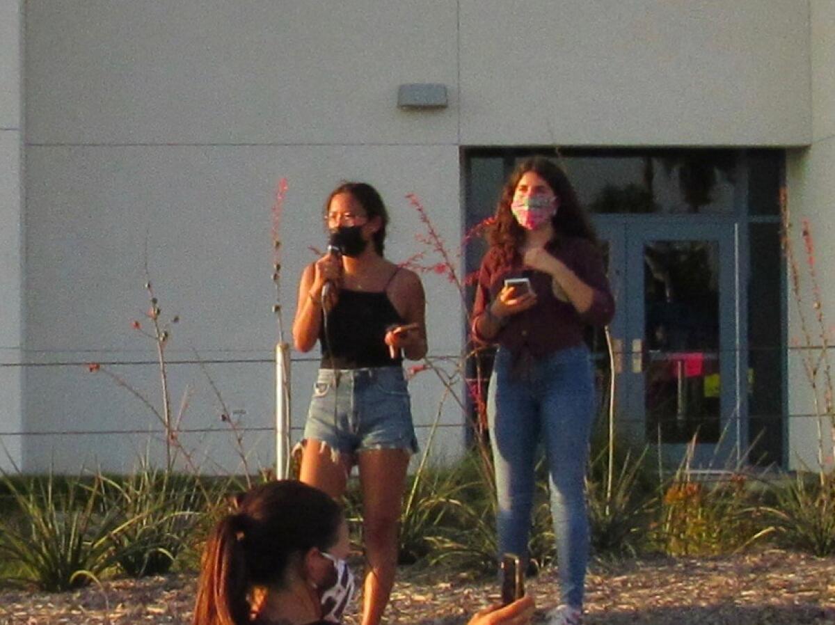 Protest leaders Joy Ruppert and Aya Jaffer.
