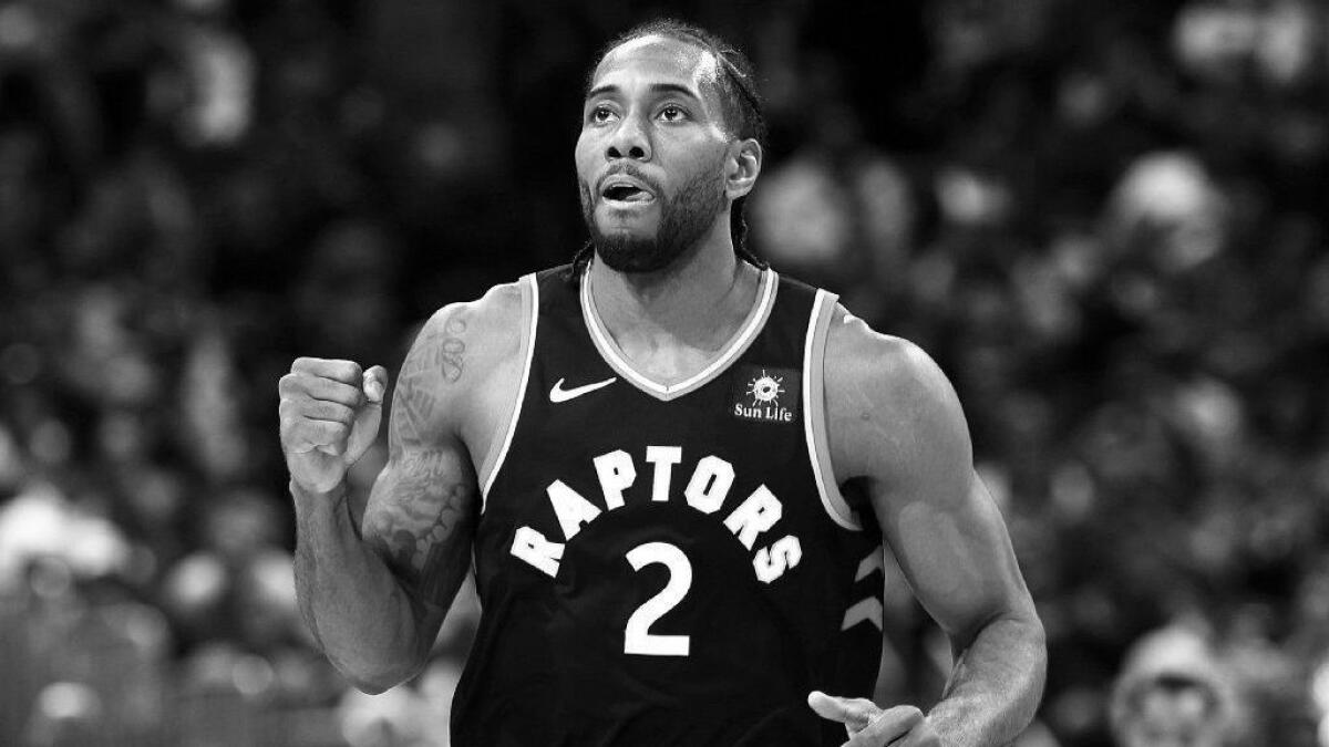 Toronto Raptors forward Kawhi Leonard in the second half of an NBA basketball game Sunday, Dec. 16, 2018, in Denver.