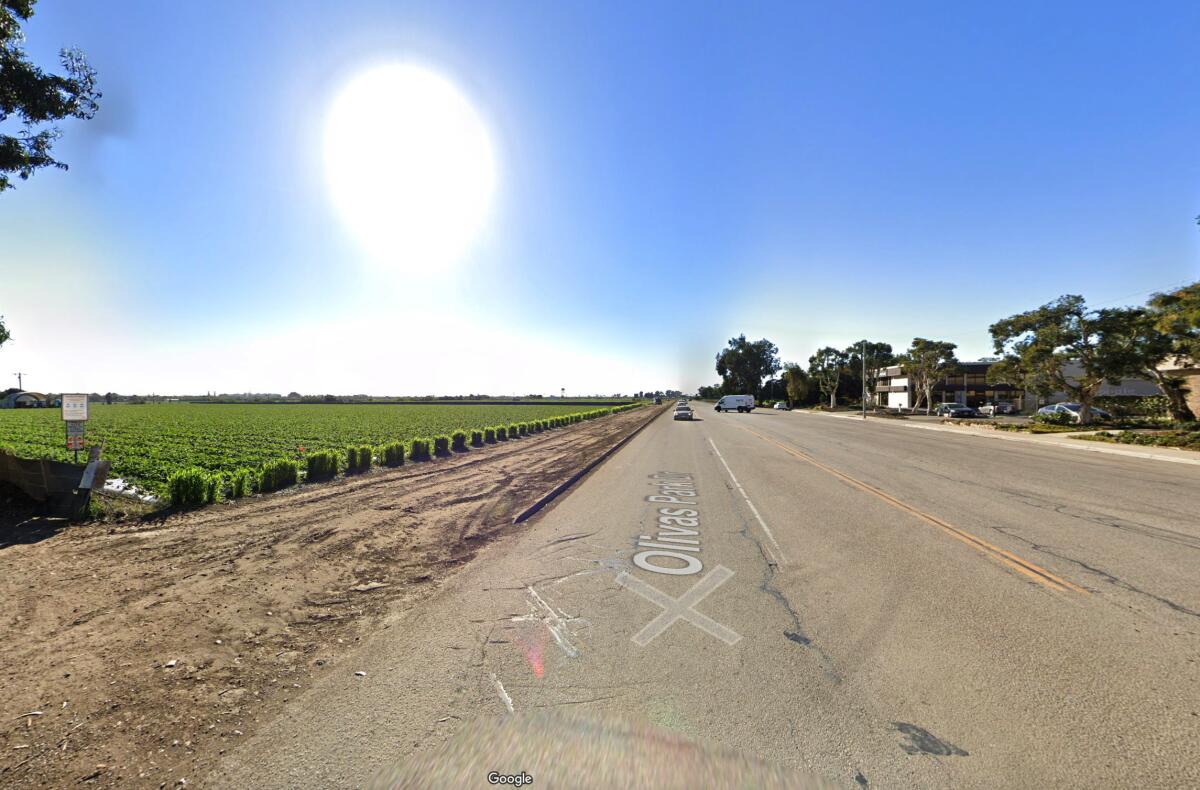 The intersection of Olivas Park Drive and Palma Drive in Ventura, California 
