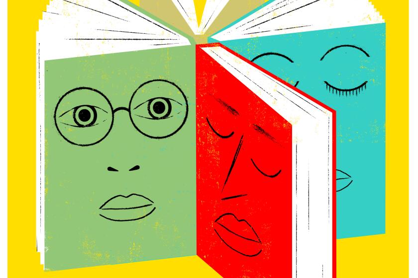 Illo for an essay by Louise Steinman on the Aphasia Book Club. Aphasia Book Club, you ask? It sounds improbable. Five years ago when I first read a notice for the group, which meets weekly at the Echo Park Branch Library, I thought it must be a misprint, even a joke. Like many others, I mistakenly assumed that difficulty in speaking or reading implied a deficit in intellectual acuity. It?s not true. ?You?ll never find more motivated readers than those who can no longer take reading, or the ability to discuss what they?ve read, for granted,? says Francie Schwartz, the Public Services librarian who co-founded the group with her husband, Dr. Mike Biel, a speech pathologist who teaches at Cal State Northridge. The book club they founded is the first aphasia book club at a public library in North America. CREDIT: Illustration by Edel Rodriguez / For the Times.