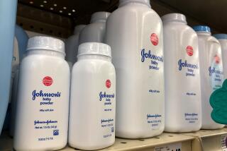SAN FRANCISCO, CA - JULY 13: Containers of Johnson's baby powder made by Johnson and Johnson are displayed on a shelf on July 13, 2018 in San Francisco, California. A Missouri jury has ordered pharmaceutical company Johnson and Johnson to pay $4.69 billion in damages to 22 women who claim that they got ovarian cancer from Johnson's baby powder. (Photo by Justin Sullivan/Getty Images) ** OUTS - ELSENT, FPG, CM - OUTS * NM, PH, VA if sourced by CT, LA or MoD **