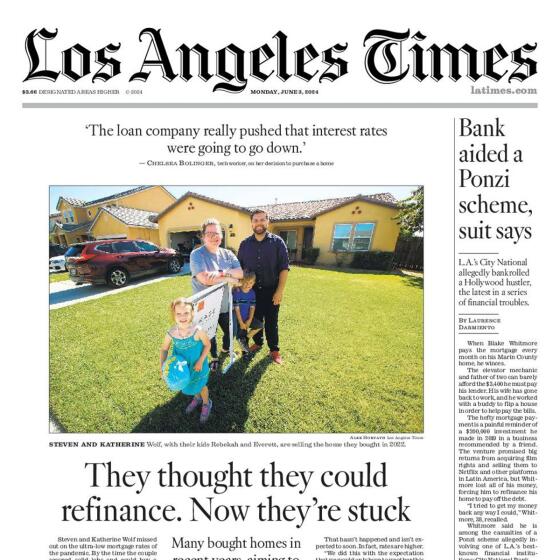 Front Page of Today's L.A. Times