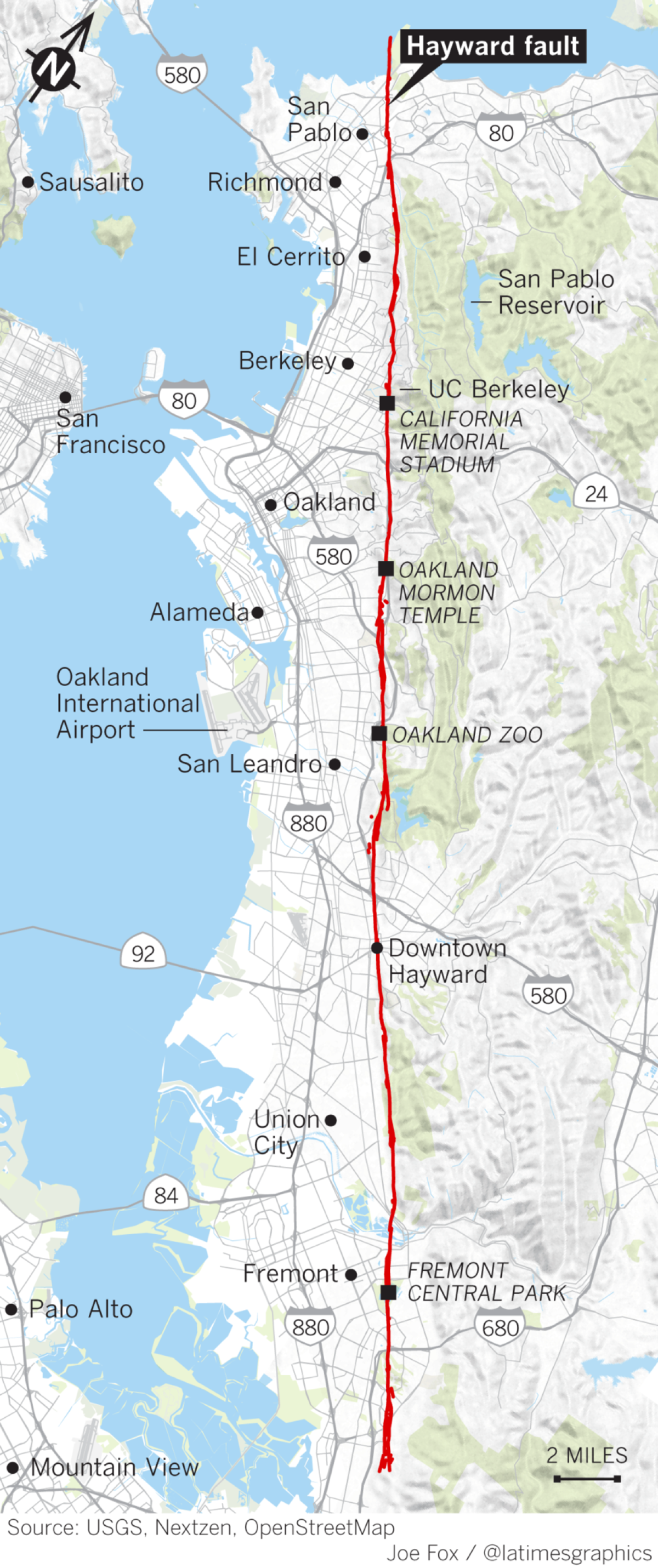 Map of Hayward fault