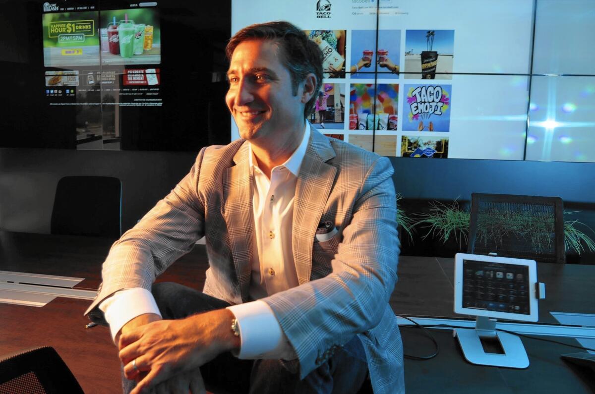 Taco Bell chief Brian Niccol, above at company headquarters in Irvine, joined the fast-food chain in 2011 as its chief marketing and innovation officer. From the beginning, he said, he thought it was a brand with a “youthful spirit that was ripe to unlock.”