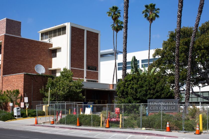 LOS ANGELES, CA - JUNE 17: L.A. City College's closed campus off of N Heliotrope Drive and Monroe Streets on Wednesday, June 17, 2020 in Los Angeles, CA. (Gabriella Angotti-Jones / Los Angeles Times)
