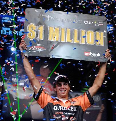 Michael Bennett of Lincoln, Calif., became an instant millionaire after weighing in a two-day bass total of 24 pounds, 15 ounces Sunday to win the Forrest Wood Cup in South Carolina.