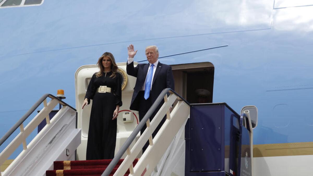 President Trump and First Lady Melania Trump arrive in Saudi Arabia