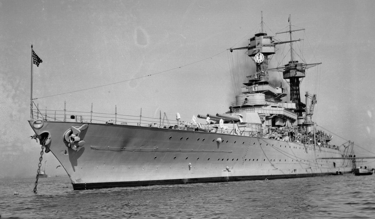 USS California anchored at the Port of Los Angeles, San Pedro
