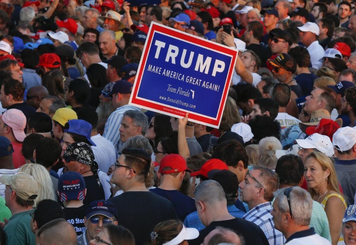 Donald Trump supporters in Boca Raton, Fla.