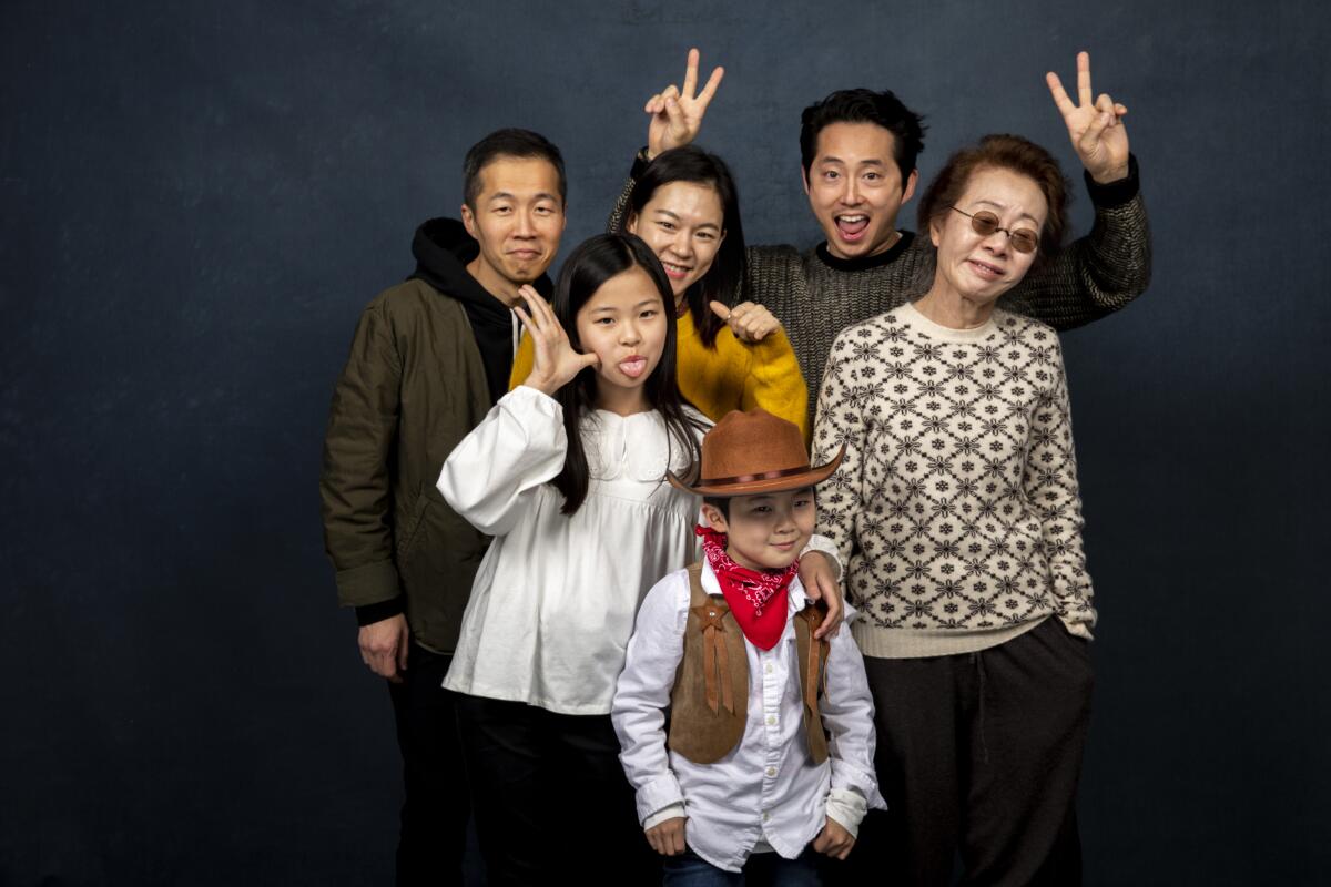 Director Lee Isaac Chung, Yeri Han, Noel Cho, Alan Kim, Steven Yeun and Yuh-Jung Youn of "Minari."