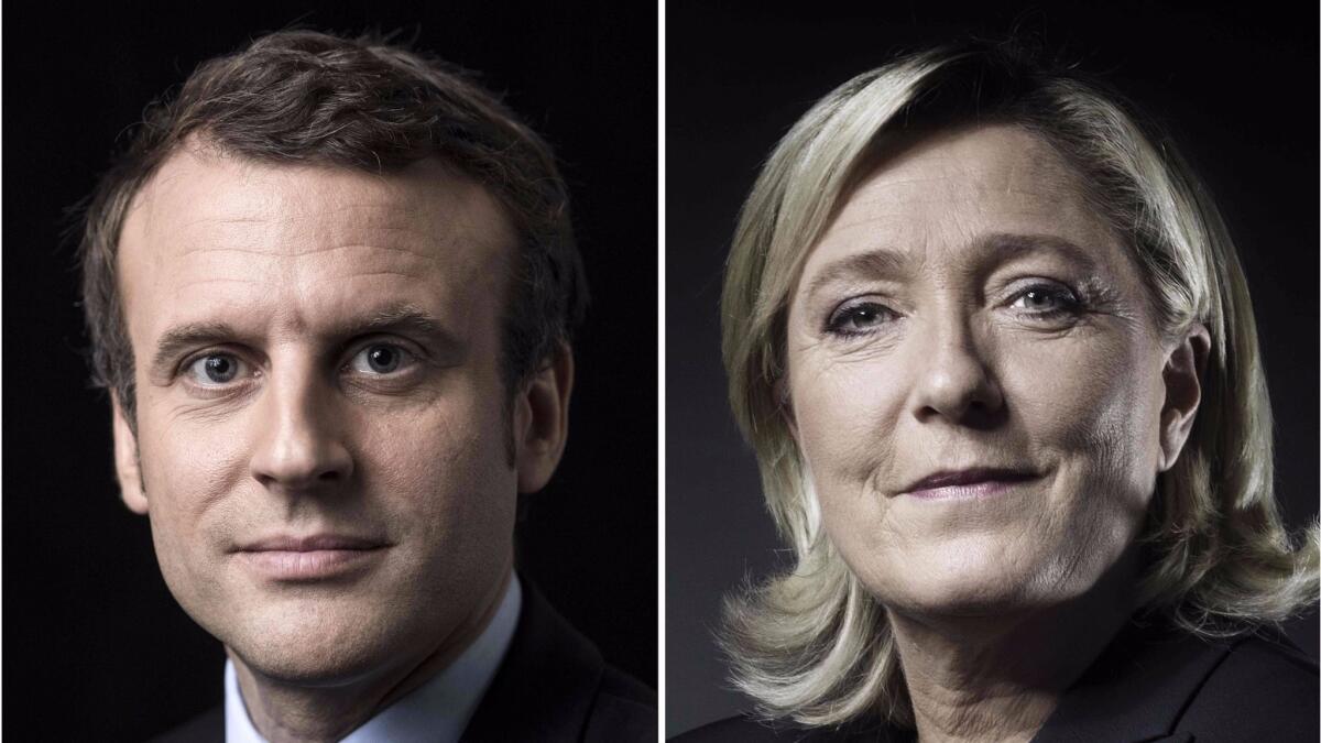 French presidential candidates Emmanuel Macron, left, and Marine Le Pen.