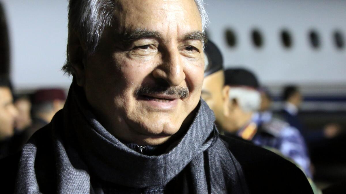 Field Marshal Khalifa Haftar arrives in Libya last week after visiting Russia.