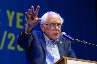 Sen. Bernie Sanders, I-Vermont, speaks at the Billionaire Tax Now rally.