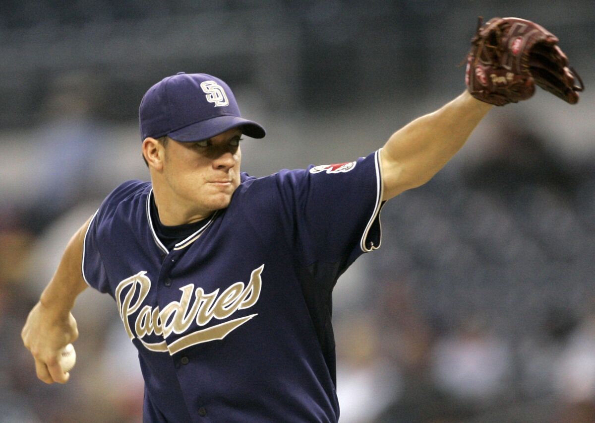 Jake Peavy pitches against the Washington Nationals on April 30, 2007.