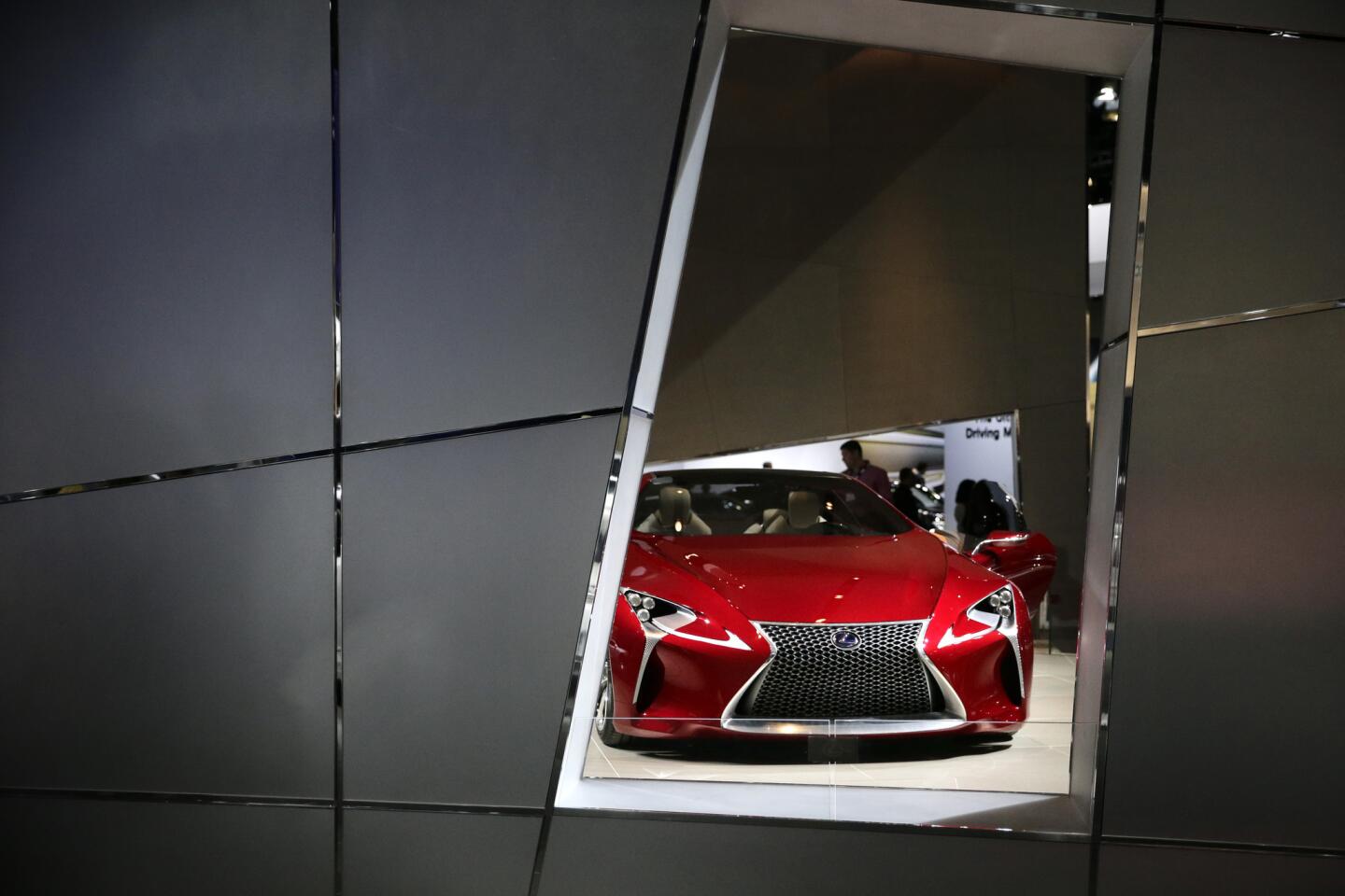 The Lexus LF-LC hybrid coupe concept car is shown at the L.A. Auto Show.