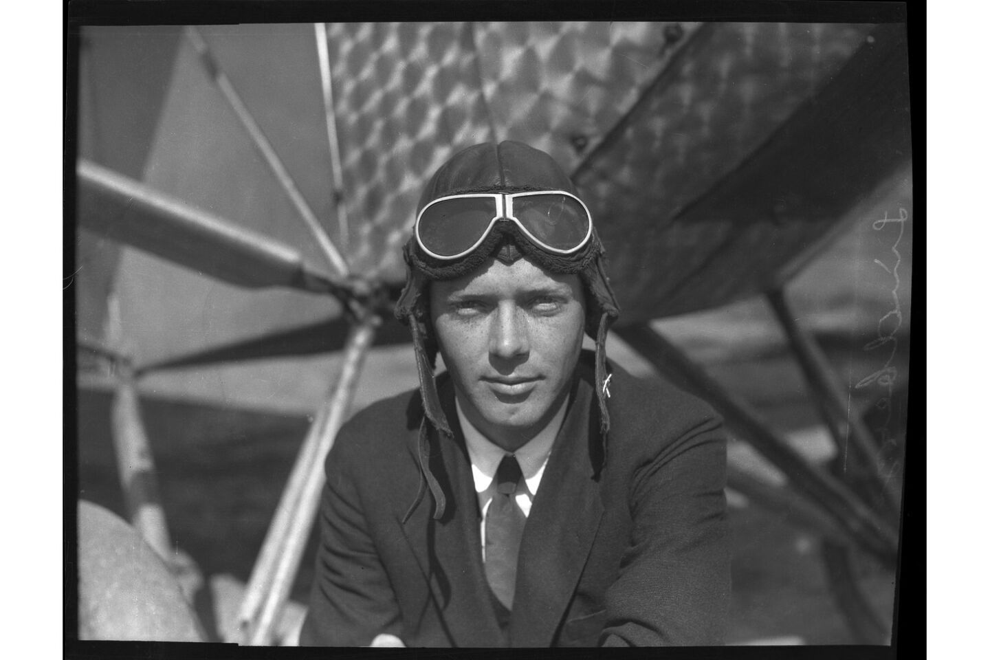 Charles Lindbergh test flying the Spirit of St. Louis