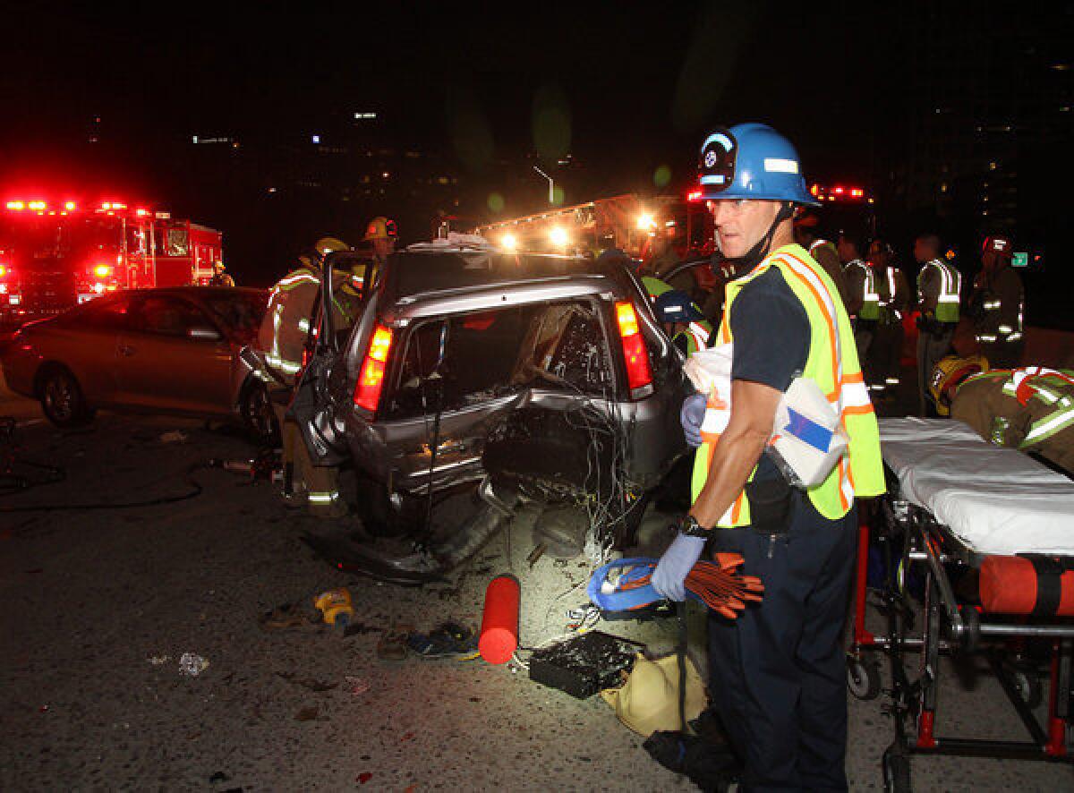 A man was killed early Saturday morning when he tried to reach the center divider of the 134 Freeway in Glendale but was struck twice by oncoming traffic.