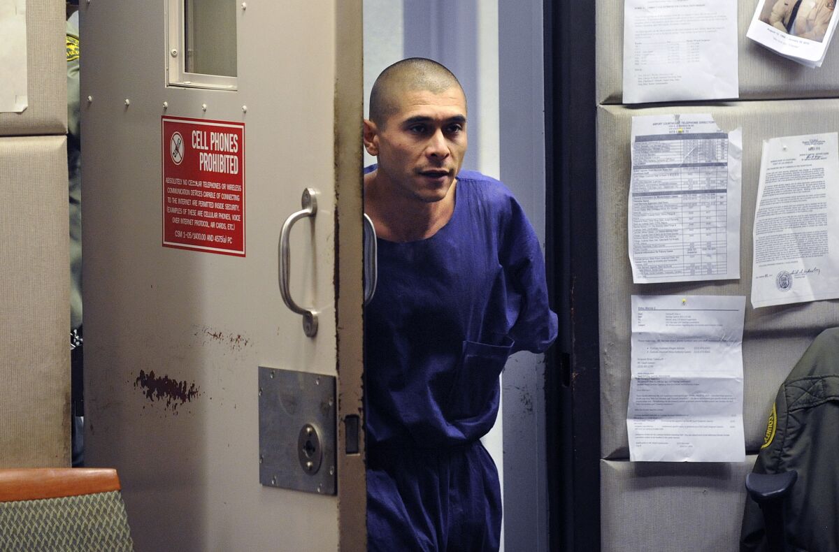 Samuel Robert Duran Jr. appears in a Los Angeles courtroom where he pleaded not guilty to multiple counts of rape.