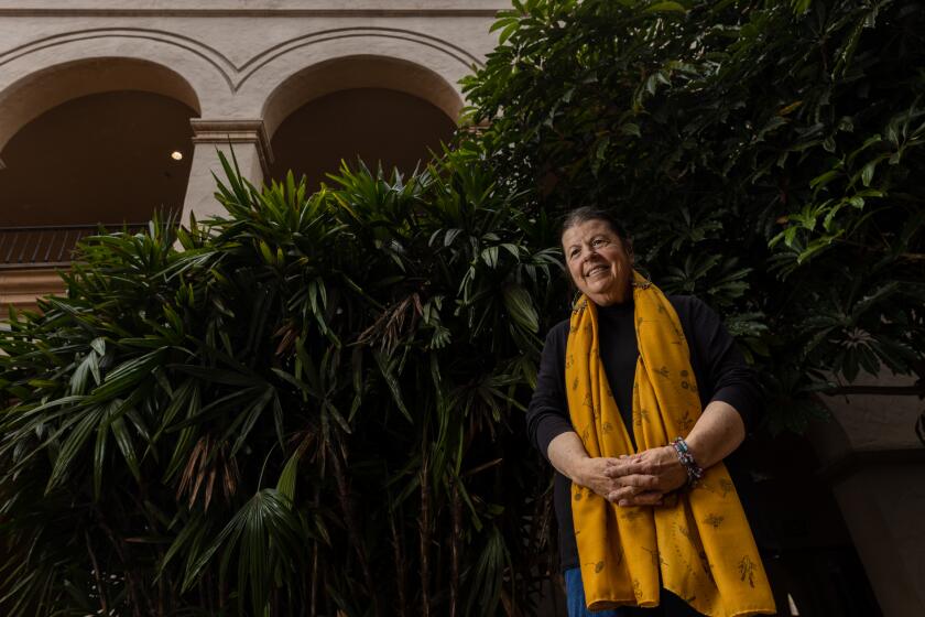 Kathy Esty, co-founder of the San Diego Floral Association's "Birds, Bees, Flowers and Trees" eco fair, at Balboa Park on Thursday, Oct. 13, 2022. The fair, which will be held on Oct. 22, will include kids’ activities, information booths from local organizations and plant sales.