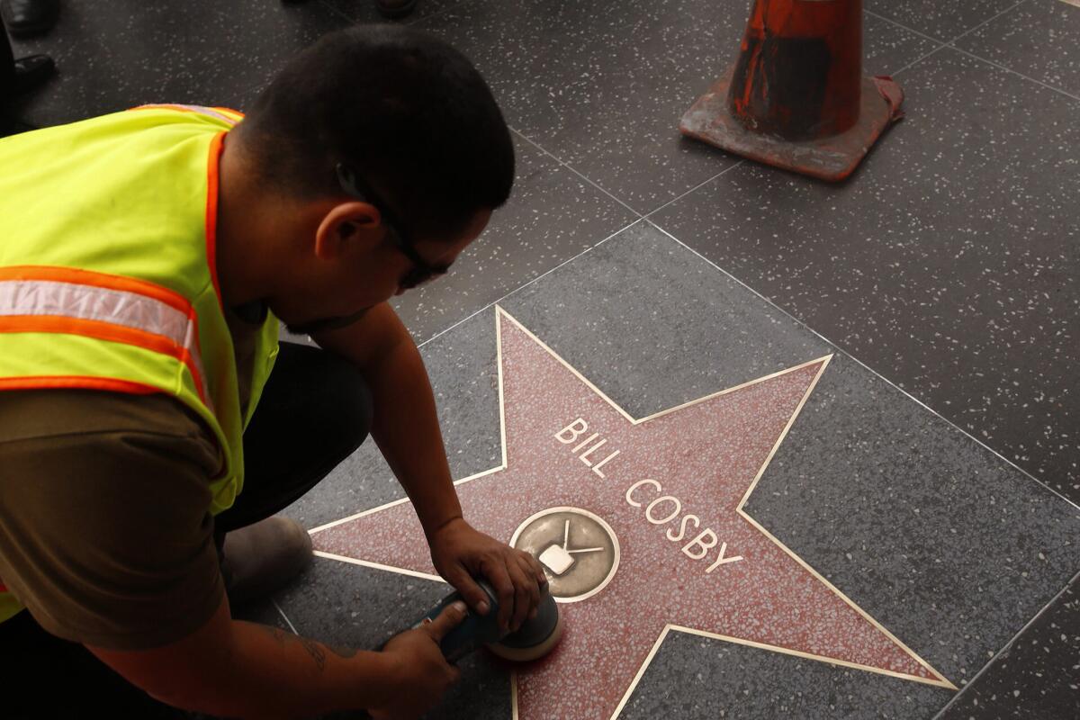 Bill Cosby's Walk of Fame star was defaced in 2014 with the word "rapist."