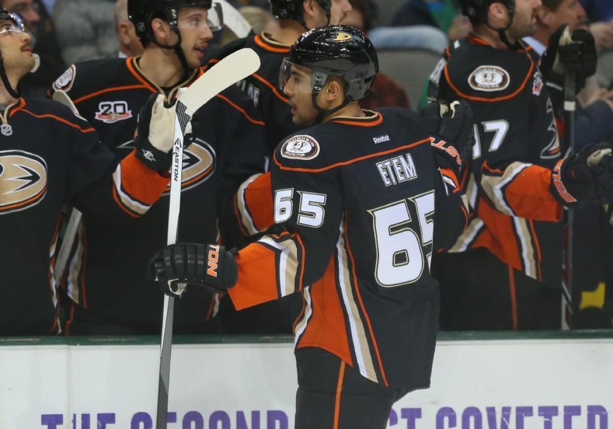 Emerson Etem is back with the Ducks after three games in the minors.
