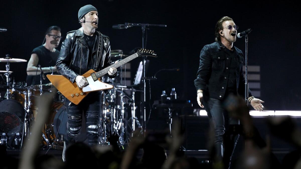 U2 performs Tuesday night at the Forum in Inglewood.