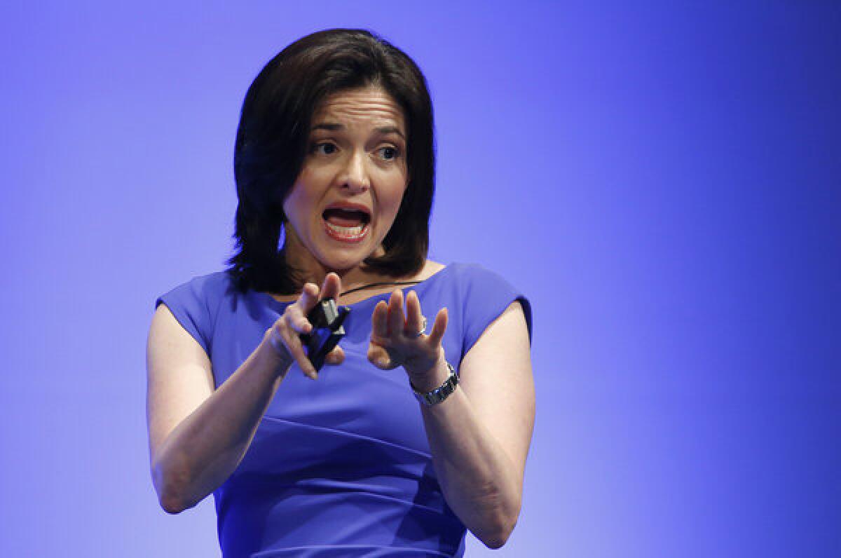 Facebook Chief Operating Officer Sheryl Sandberg delivers a speech at Global Women Leadership Summit in Tokyo in July. Sandberg addressed California's female legislators Wednesday.