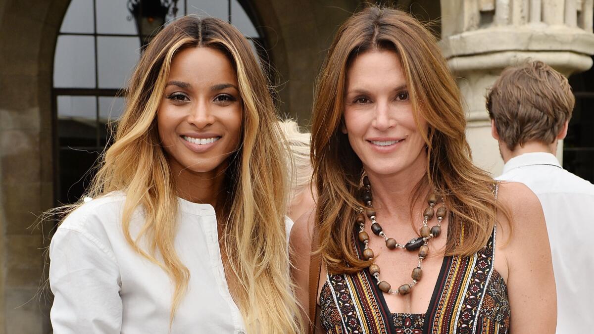 Ciara and Cindy Crawford attend beauty brand Revlon's women's health event at the Chateau Marmont on Tuesday.