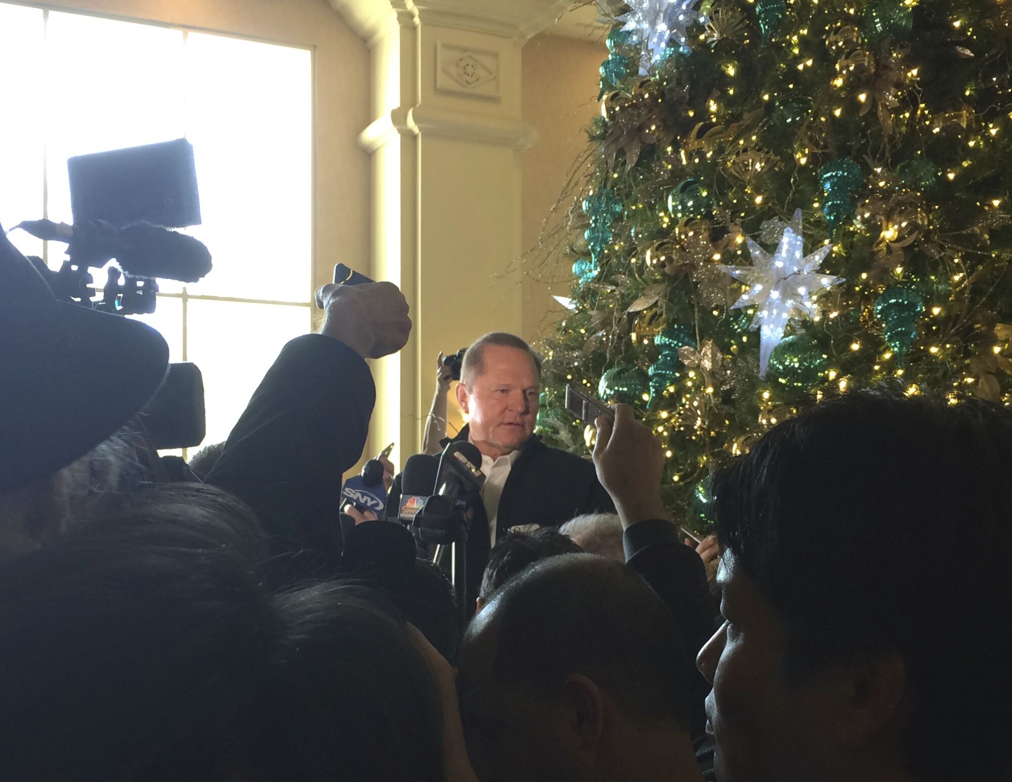 Scott Boras speaks to reporters during baseball's winter meetings Dec. 12, 2018, in Las Vegas.