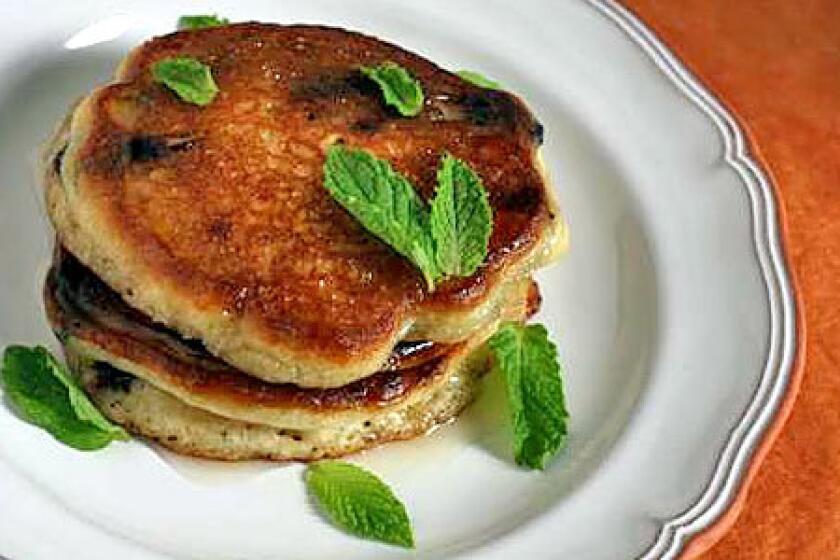 The unexpected: Olive oil pancakes studded with Spanish chocolate.