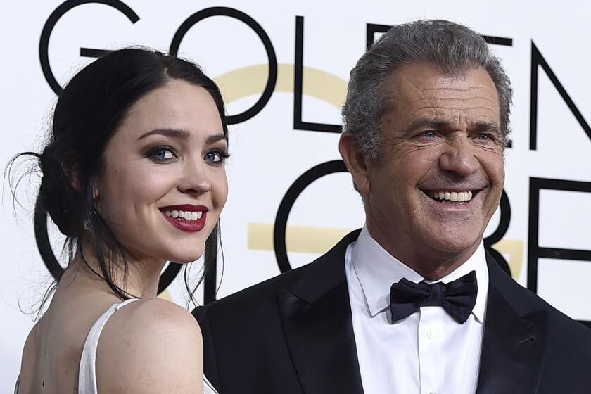 Rosalind Ross and Mel Gibson at the 74th Golden Globe Awards on Jan. 8, 2017.