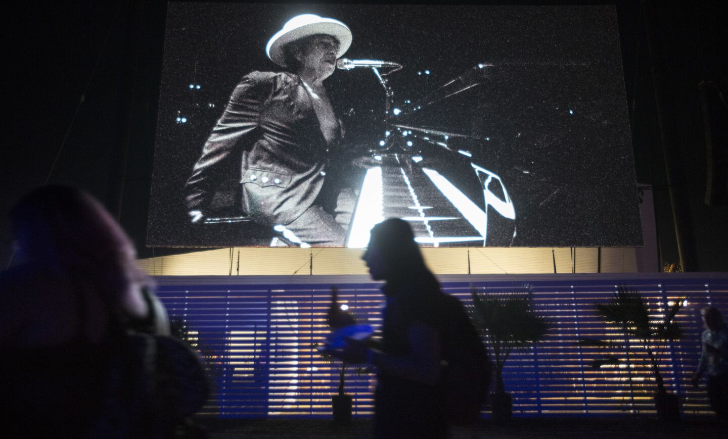 Most fans in the general seating area could only see Bob Dylan's set at Desert Trip on a grainy black and white video screen.