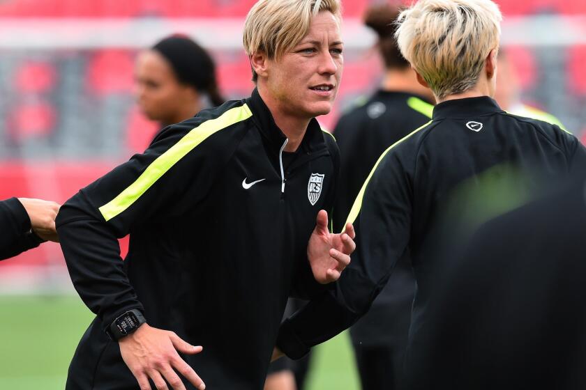 U.S. forward Abby Wambach takes part in a training session Thursday at Lansdowne Stadium in Ottawa.