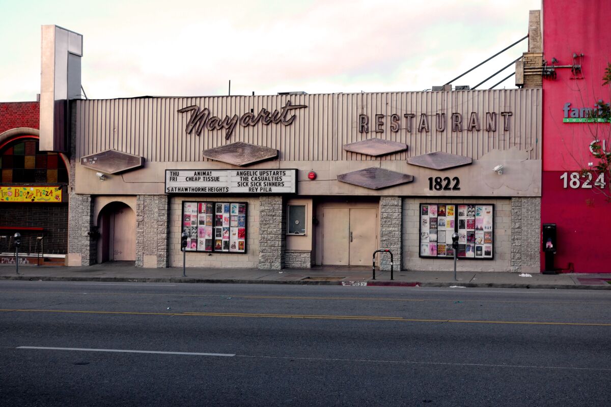 The Nayarit sign and the Echo marquee on the storefront