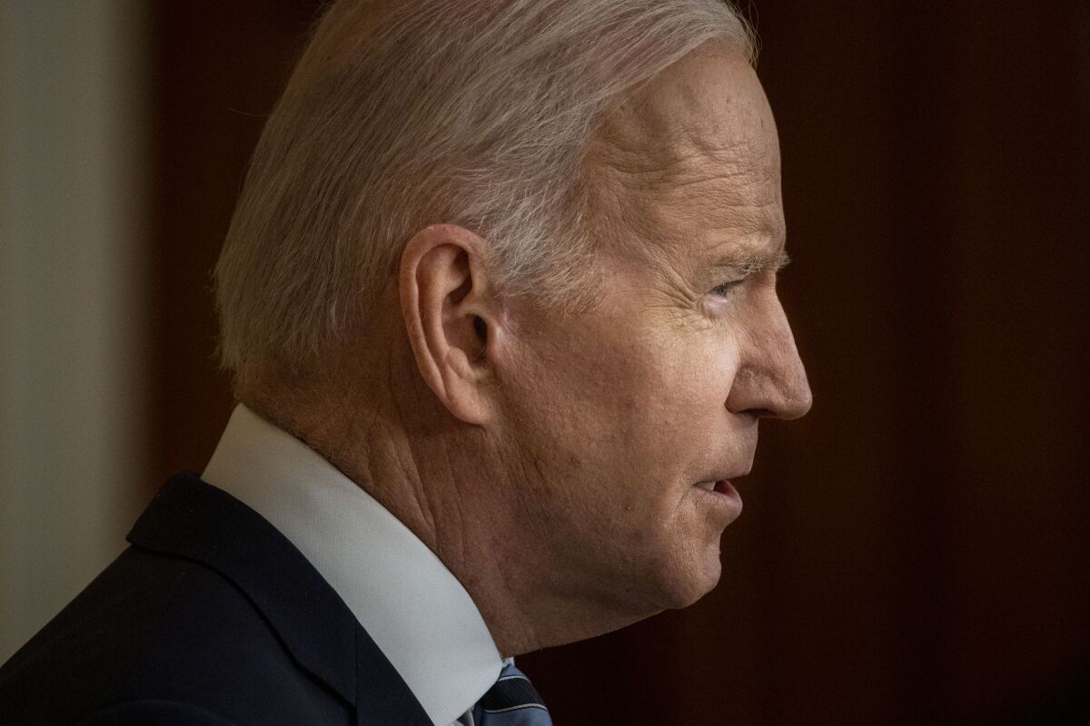 President Biden delivers an update on the situation of Russia's invasion of Ukraine on Thursday.