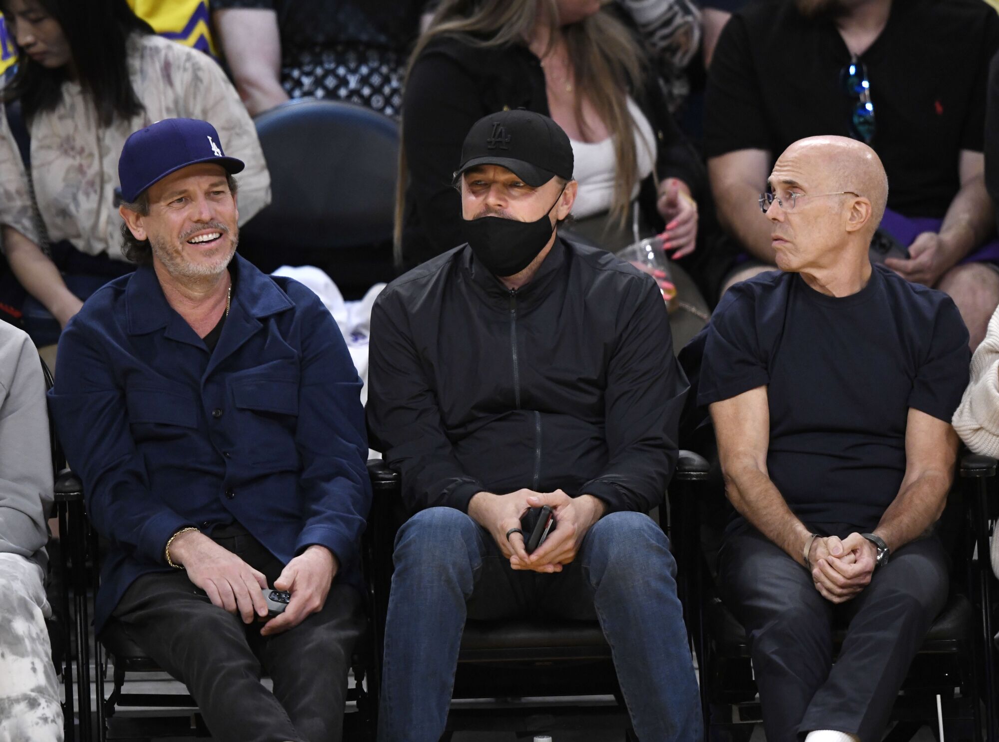 Leonardo DiCaprio et Jeffrey Katzenberg assistent au match 3.