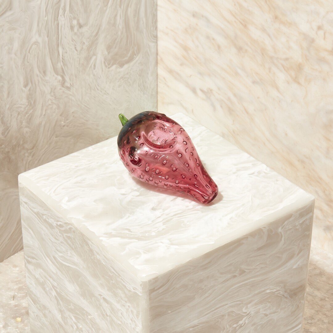Glass strawberry pipe from Flower by Edie Parker.