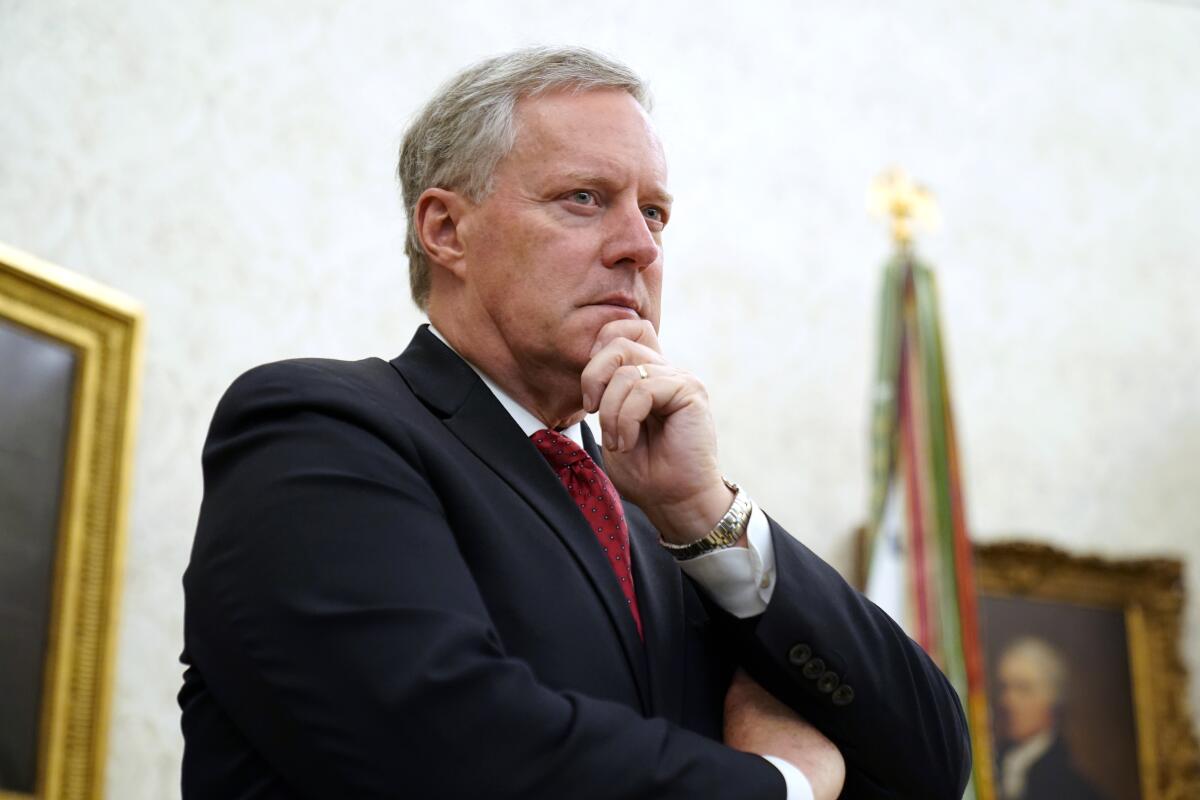 Former White House Chief of Staff Mark Meadows in the Oval Office.