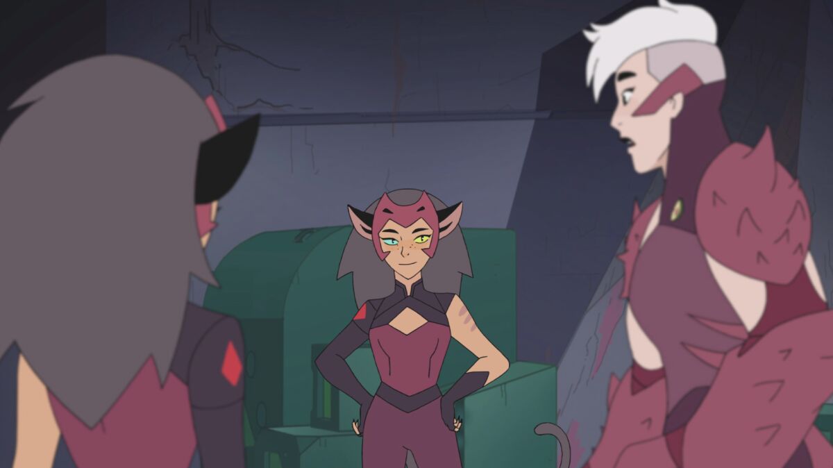 Catra, imposter Catra and Scorpia in 'She-Ra and the Princesses of Power'