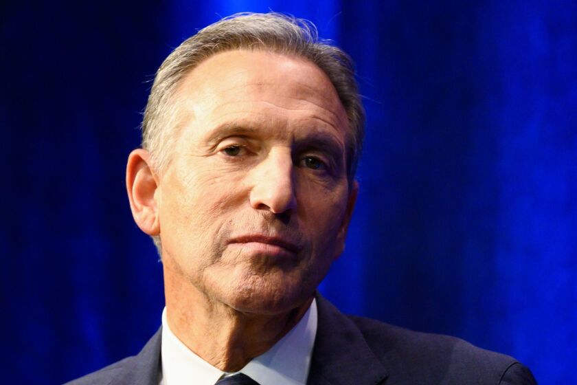 Former Chairman and CEO of Starbucks, Howard Schultz, speaks during the presentation of his book 'From The Ground Up' on January 28, 2019 in New York City. (Photo by Johannes EISELE / AFP)JOHANNES EISELE/AFP/Getty Images ** OUTS - ELSENT, FPG, CM - OUTS * NM, PH, VA if sourced by CT, LA or MoD **